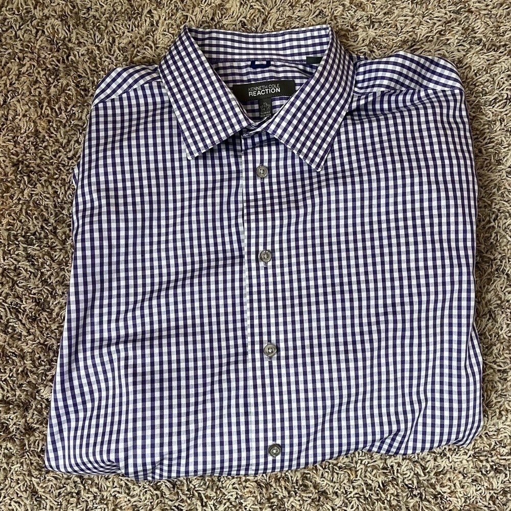 Kenneth Cole Reaction Purple Plaid Button Down Sz XL